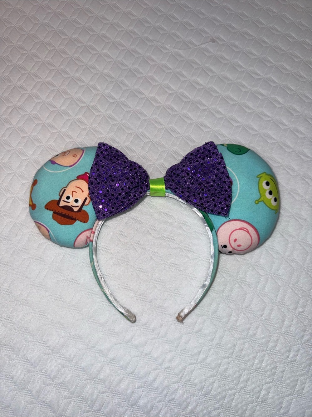 Disney Toy Story Inspired Ear Headband with Purple Sequin Bow